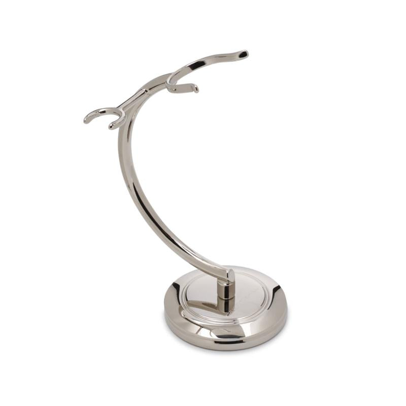 Chrome Curved Razor and Brush Stand